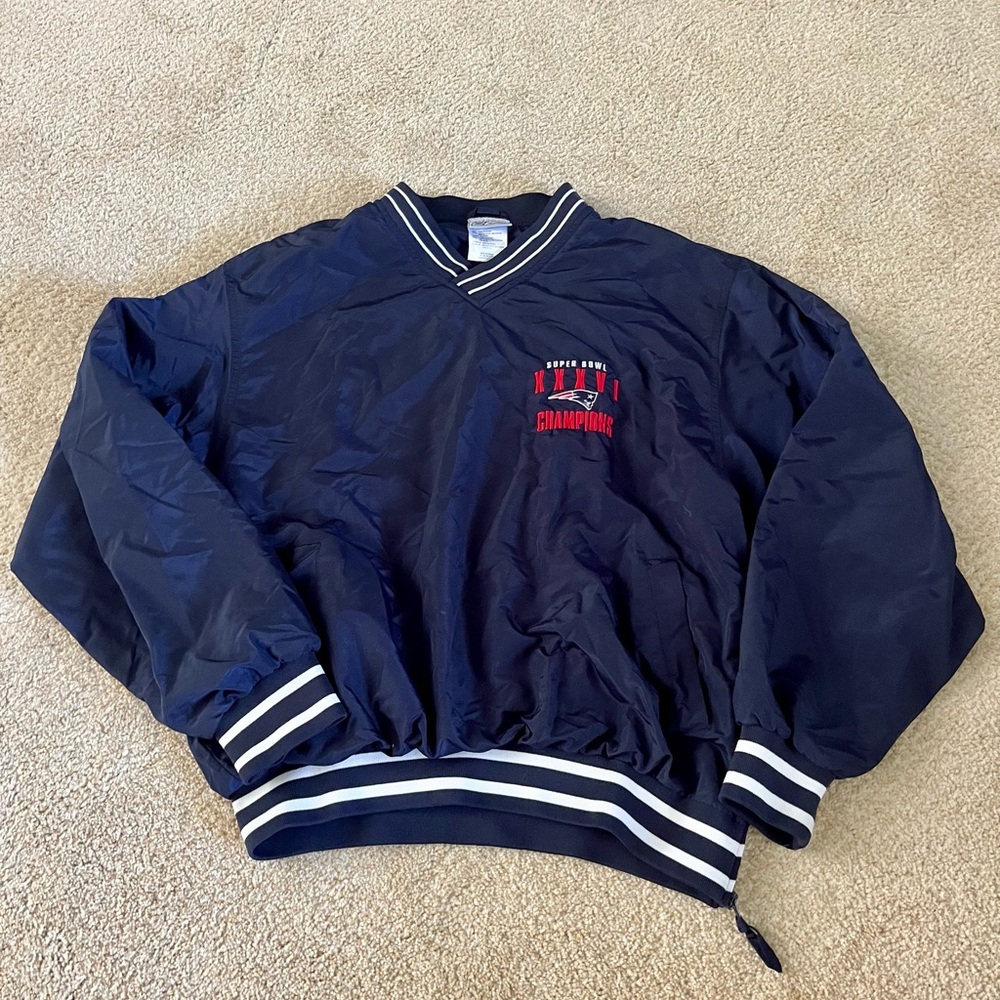 Vintage New England Patriots Super Bowl XXXVI 36 Champions Gray Pullover…